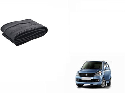 CARIZO Hand Stiched Steering Cover For Maruti WagonR Stingray(Black, Leatherite)