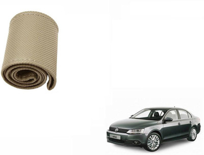 CARIZO Hand Stiched Steering Cover For Volkswagen Jetta(Beige, Leatherite)