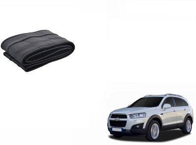 CARIZO Hand Stiched Steering Cover For Chevrolet Captiva(Black, Leatherite)