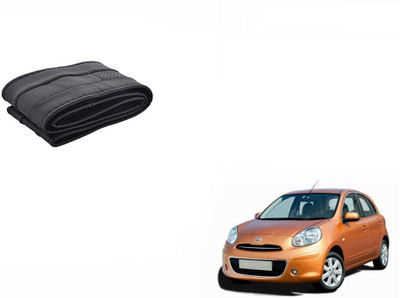 CARIZO Hand Stiched Steering Cover For Nissan Micra(Black, Leatherite)