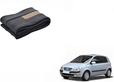 CARIZO Hand Stiched Steering Cover For Hyundai Getz(Black, Beige, Leatherite)