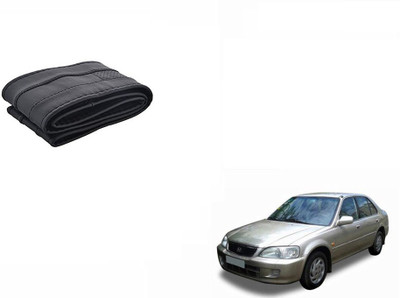 CARIZO Hand Stiched Steering Cover For Honda City(Black, Leatherite)