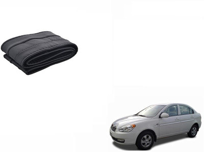 CARIZO Hand Stiched Steering Cover For Hyundai Verna(Black, Leatherite)