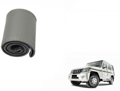 CARIZO Hand Stiched Steering Cover For Mahindra Bolero(Grey, Leatherite)