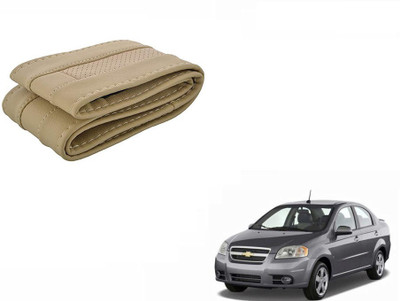 CARIZO Hand Stiched Steering Cover For Chevrolet Aveo(Beige, Leatherite)