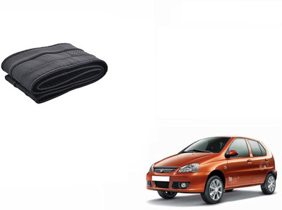 CARIZO Hand Stiched Steering Cover For Tata Indica(Black, Leatherite)