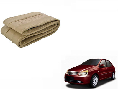 CARIZO Hand Stiched Steering Cover For Tata Indigo CS(Beige, Leatherite)