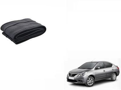 CARIZO Hand Stiched Steering Cover For Nissan Sunny(Black, Leatherite)