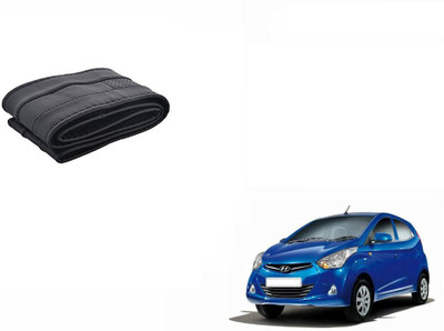 CARIZO Hand Stiched Steering Cover For Hyundai Eon(Black, Leatherite)