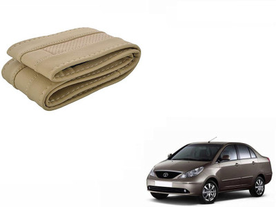 CARIZO Hand Stiched Steering Cover For Tata Indigo(Beige, Leatherite)