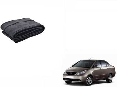 CARIZO Hand Stiched Steering Cover For Tata Indigo(Black, Leatherite)