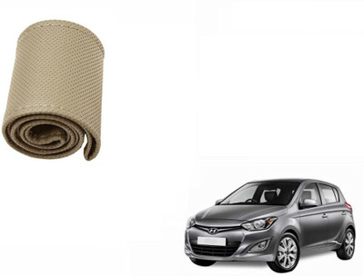 CARIZO Hand Stiched Steering Cover For Hyundai i20(Beige, Leatherite)