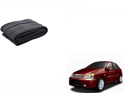 CARIZO Hand Stiched Steering Cover For Tata Indigo CS(Black, Leatherite)
