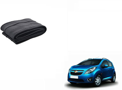 CARIZO Hand Stiched Steering Cover For Chevrolet Beat(Black, Leatherite)