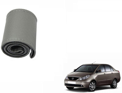 CARIZO Hand Stiched Steering Cover For Tata Indigo(Grey, Leatherite)
