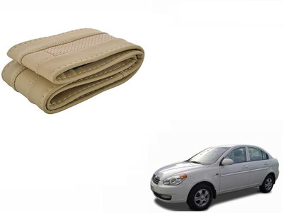 CARIZO Hand Stiched Steering Cover For Hyundai Verna(Beige, Leatherite)