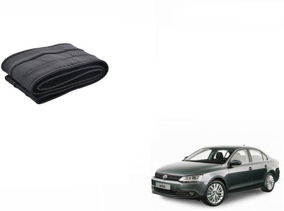 CARIZO Hand Stiched Steering Cover For Volkswagen Jetta(Black, Leatherite)