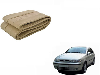 CARIZO Hand Stiched Steering Cover For Fiat Palio(Beige, Leatherite)
