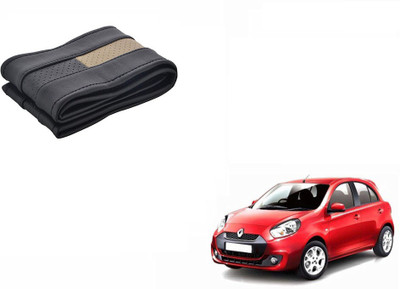 CARIZO Hand Stiched Steering Cover For Renault Pulse(Black, Beige, Leatherite)