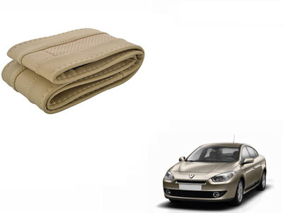 CARIZO Hand Stiched Steering Cover For Renault Fluence(Beige, Leatherite)