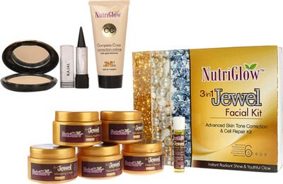 

NutriGlow Set of 1 Jewel facial kit + 1 CC cream + Kajal + 1 Compact(Set of 4)