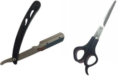 

PELO Men Accessories Shaving Razor And Hair Cutting Scissor, Black, Men's Grooming Accessories, Pack Of 1(Set of 2)