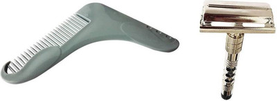 

PELO Shaving Razor With Beard Comb, Beard Comb For Perfect Beard Lines, Double Edge Shaving Razor For Men And Boys, Barber And Salon Use Accessories, Pack Of 1(Set of 2)