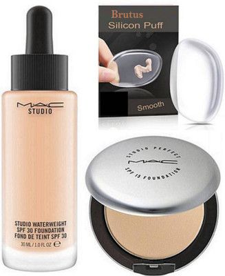 

BRUTUS Silicon Puff, Studio WaterWeight SPF 30 Foundation, Studio Perfect Compact(Set of 3)