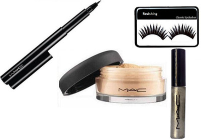 

ravishing Eyelashes&Mac Pen Eyeliner&Loose Powder&Mac Glitter Eyeliner(Set of 4)