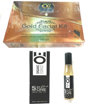 

Organic Essence Gold Facial Kit-200gm & 5 in 1 Herbal Hair Oil-100ml.(Set of 1)