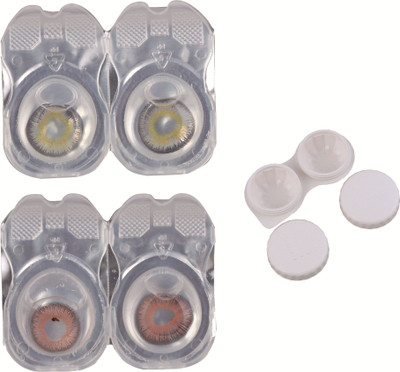 

Vision-Plus 2 Pair Brown - Grey Color Zero Power Monthly Contact Lens With & Case Monthly Contact Lens(0, Brown, Grey, Pack of 2)