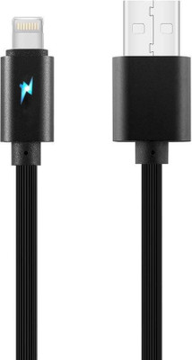 Soopii Lightning Cable 2 A 1 m TPE Lightning LED Light Indicator Fast Charging USB(Compatible with Mobile, Black, One Cable)