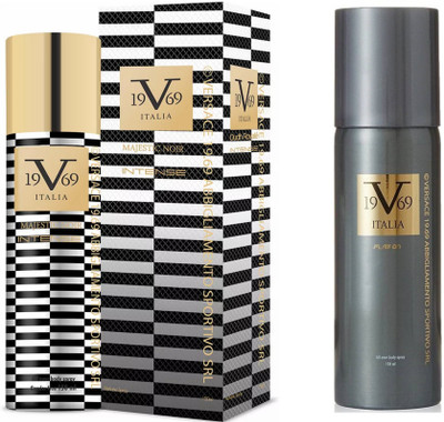 

V Italia Play On All Over Body Spray 150ml With Majestic Noir Intense 150 ml Perfume Body Spray - For Men & Women(300 ml, Pack of 2)