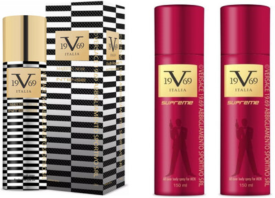 

V Italia Supreme All Over Body Spray 150ml With Majestic Noir Intense 150 ml Perfume Body Spray - For Men & Women(450 ml, Pack of 3)