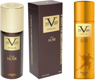 

V Italia Allure All Over Body Spray 150ml With Prive Noir 150ml Perfume Body Spray - For Men & Women(300 ml, Pack of 2)