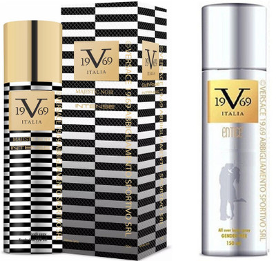 

V Italia Entice All Over Body Spray 150ml With Majestic Noir Intense 150 ml Perfume Body Spray - For Men & Women(300 ml, Pack of 2)