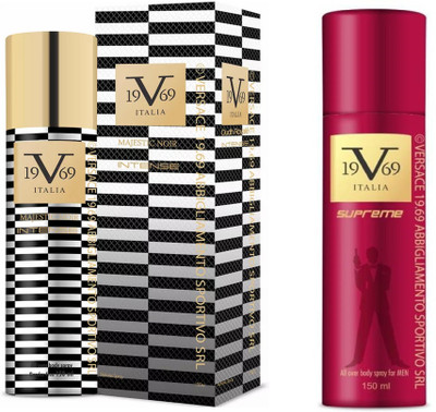 

V Italia Supreme All Over Body Spray 150ml With Majestic Noir Intense 150 ml Perfume Body Spray - For Men & Women(300 ml, Pack of 2)