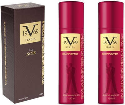 

V Italia Supreme All Over Body Spray 150ml With Prive Noir 150ml Perfume Body Spray - For Men & Women(450 ml, Pack of 3)
