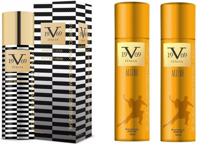 

V Italia Allure All Over Body Spray 150ml With Majestic Noir Intense 150 ml Perfume Body Spray - For Men & Women(450 ml, Pack of 3)
