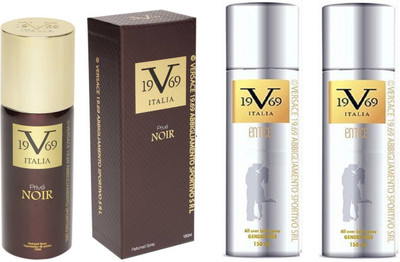 

V Italia Entice All Over Body Spray 150ml With Prive Noir 150ml Perfume Body Spray - For Men & Women(450 ml, Pack of 3)