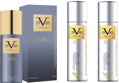 

V Italia Entice All Over Body Spray 150ml With Urbane Noir 150ml Perfume Body Spray - For Men & Women(450 ml, Pack of 3)