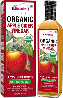 

StBotanica USDA Organic Apple Cider Vinegar With The Mother - Raw, Unfiltered, UnPasteurized Apple Cider Vinegar(500 ml, Natural Flavored)
