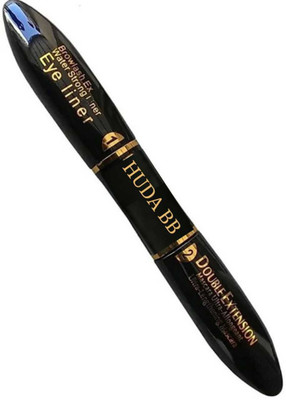 

HUDA BB ORIGINAL DOUBLE EXTENSION WATERPROOF 2 IN 1 EYELINER AND MASCARA FOR ALL SKIN TONEl (BLACK) 12 ml(black)