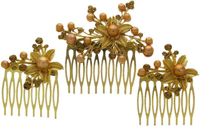 Anuradha Art Jewellery Brooch Pin Hair Pin(Gold)