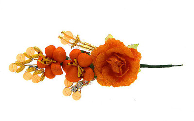 Anuradha Art Jewellery Brooch Pin Hair Pin(Orange)