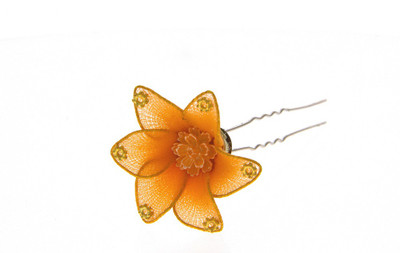 Anuradha Art Jewellery Brooch Pin Hair Pin(Yellow)