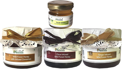 

Farm Naturelle Farm Naturelle-Real Cinnamon Infused Forest Honey (400 Gms), Real Ginger Infused Forest Honey (400 Gms), Real Clove Infused Forest Honey (400 Gms) and Real Vana Tulsi Forest Honey (40 Gms) Combo-Immense Medicinal Value(1240 g, Pack of 3)