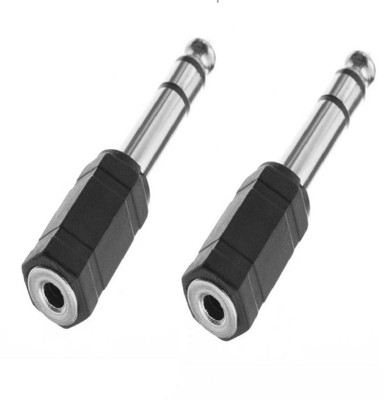 

GULZAR 6.3 mm Stereo Male Pin to 3.5 mm Audio Female pack of-2 pecs Connector (Black) aux pin(Black)