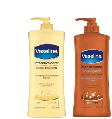 

Vaseline Care Cocoa Glow Body Lotion & Deep Restore 400ml+400ml(800 ml)