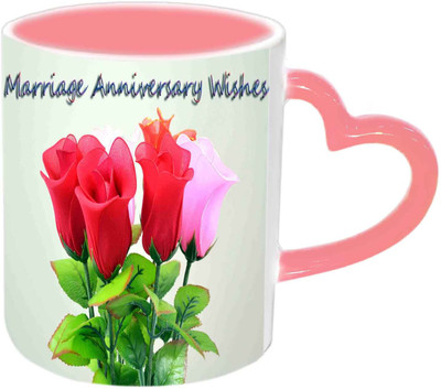 

Raj Laxmi Marriage Anniversary Wishes Pink Handle Ceramic Mug(350 ml)
